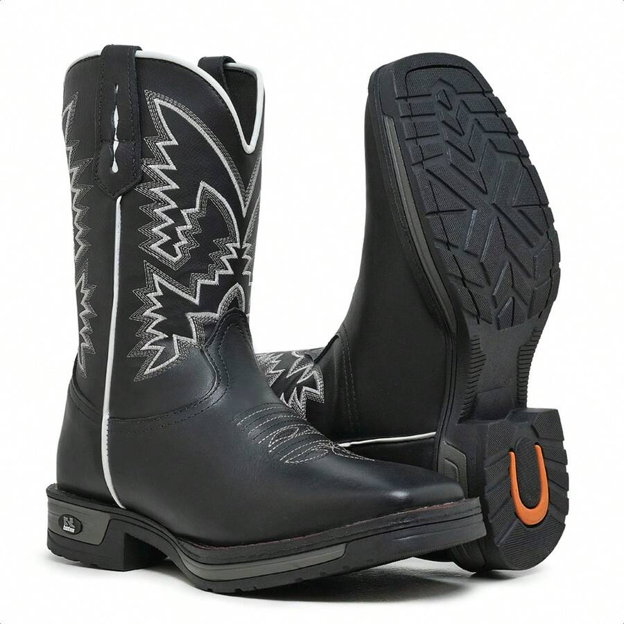 Men's Western Boot, New Release, Mid-Calf Ankle Boot, Embroidered, Square Toe, Reinforced Sole, Tx - Nam giới người Texas - Xem 1