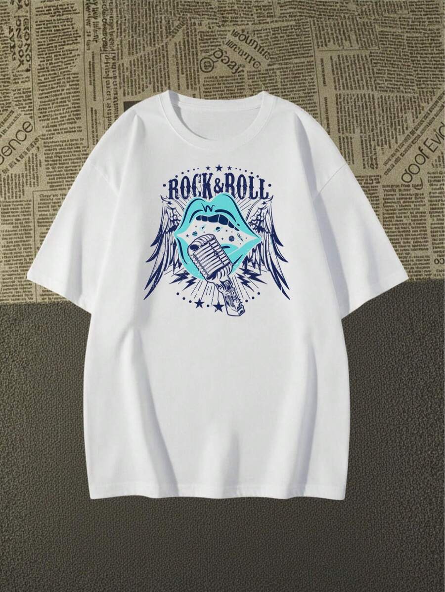 Camisa Camiseta Algodão Premiun Rock Roll Lingua Exclusiva 2026 - Branco - Visão 1