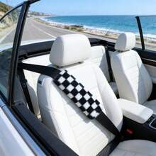 2 pièces/1 pièce Housse de protection d'épaule pour ceinture de sécurité auto - Protection anti-usure et anti-pincement du cou - Housse de protection universelle quatre saisons - Produit décoratif en peluche - treillis - Voir 5