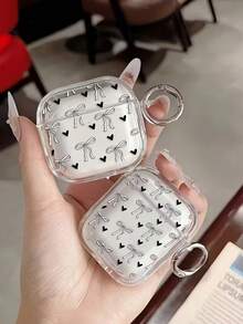 Bow-Knot Bowknot Painted Transparent Protective Case Compatible With Apple 1/2/3/4, Soft Shockproof Cover Compatible With Airpods Pro 2nd/3rd/4th Gen Wireless Bluetooth Earphones, Suitable For Women - Multicolor - View 1