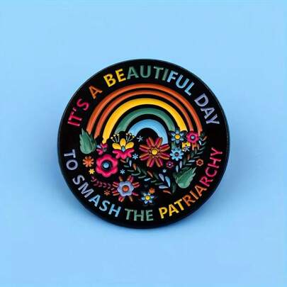 1/2pcs Cartoon Enamel Lapel Pin - Smash The Rainbow & Floral Brooch, For Backpacks, Briefcases, Clothing - Vibrant Zinc Alloy Accessory, Fashionable Gift, Accessory | Bold Text Design | Enamel Pin