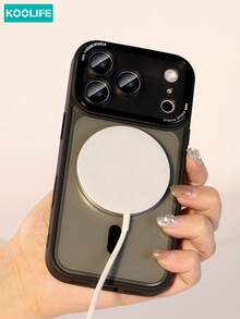 Koolife 1pc Luxury Magnetic Phone Case, Metal Lens Frame, TPU+PC Material, Support MagSafe Wireless Charging, Independent Buttons, Lens Protrusion Protection, Precise Cutouts, Anti-Drop, Compatible With IPhone 17/17 Pro/17 Pro Max, 16/16 Pro/16 Pro Max/16 Plus, 15/15 Pro/15 Pro Max/15 Plus - Black - View 4