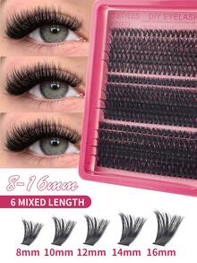 300片D型卷翘DIY假睫毛簇，30D-100D型睫毛簇，0.07mm D型卷翘，8-16mm混合自然款睫毛，超浓密纤长睫毛簇，卷翘单根睫毛，纤细纤长睫毛，打造卡通般纤长效果，适合新手在家使用。200片超浓密假睫毛，200片大容量装。 - C - 查看 2