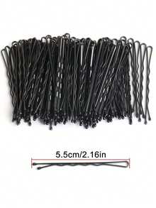 100/200/300pcs Black Line U-Shaped Hair Clips, Women Wavy Hair Clips, Hair Accessories - Multicolor - View 8