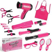 17Pcs Kids Hair Salon Toy Set - Pretend Play Hairdressing Kit With Hairdryer & Styling Tools - Perfect Birthday Gift For Girls - Multicolor - View 11