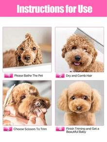 6-In-1 Professional Pet Grooming Scissors Set, Includes Curved Scissors And Stainless Steel Comb, Right-Handed Pet Haircut Tool Kit, Suitable For Dogs And Cats - Multicolor - View 8