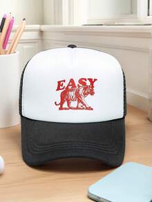 1pc Men's & Women's "Tiger EASY" Printed Baseball Cap Adjustable Design, Lightweight And Comfortable To Wear Ideal For Hiking, Mountaineering, Travel, And Outdoor Sports Unisex Baseball Cap For Men And Women Casual Streetwear Fashion Hat,Beach,Holiday - Multicolor - View 3