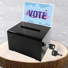 Secure Black Acrylic Donation Box For Events Portable With Lock And Sign Holder - Black - View 8