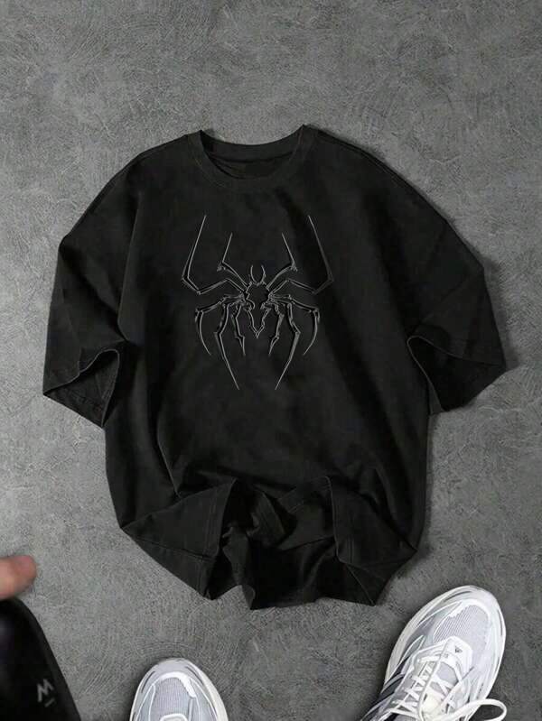 Graphic Tees Women Manfinity Sport Corelite Men's Botanical Print Round Neck Short Sleeve Sports T-Shirt For Summer Workout Clothes Running Tees & Tanks, Black T-Shirt, Spider T-Shirt Men's Summer Casual 180g Pure Cotton T-Shirt Patterned Printed Short Sleeved Top T-Shirt