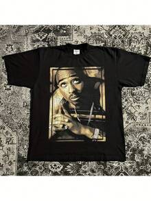 Shirts For Men Rapper T-Shirt  Shakur New TEE  Four Seasons Fashion Tee Makaveli Men And Women Short-Sleeved T-Shirt Oz Hip-Hop Singer T-Shirt Men Size S-3XL Men's Casual Print Round Neck Short Sleeve T-Shirt Men Women T-Shirt Print Tee - Black - View 8