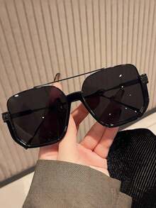 Men's Casual Basic Black Rectangular Fashion Glasses, Suitable For Holiday Outings, Outfit Matching, Also Can Be Used As Holiday Gifts - Multicolor - View 6