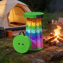 Portable Rainbow Folding Stool - Foldable Outdoor/Travel Chair For Camping, Train, Home Use - Durable PP Material - Multicolor - View 3