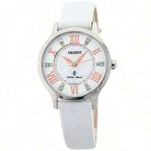 Orient 女士优雅水晶水钻石英模拟手表，休闲防水银色表壳，女士礼物 - 白色 - 查看 1