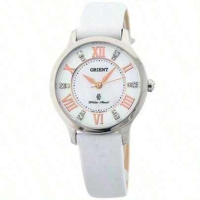 Orient Women's Elegant Crystal Rhinestone Analog Quartz Watch, Casual Waterproof Silver-Tone Case Ladies Gift