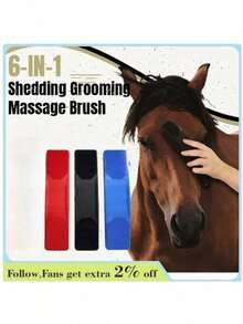 专业马匹梳理刷，深度清洁跳蚤梳，橡胶刷毛，促进血液循环，马术用品 - A型 - 查看 5