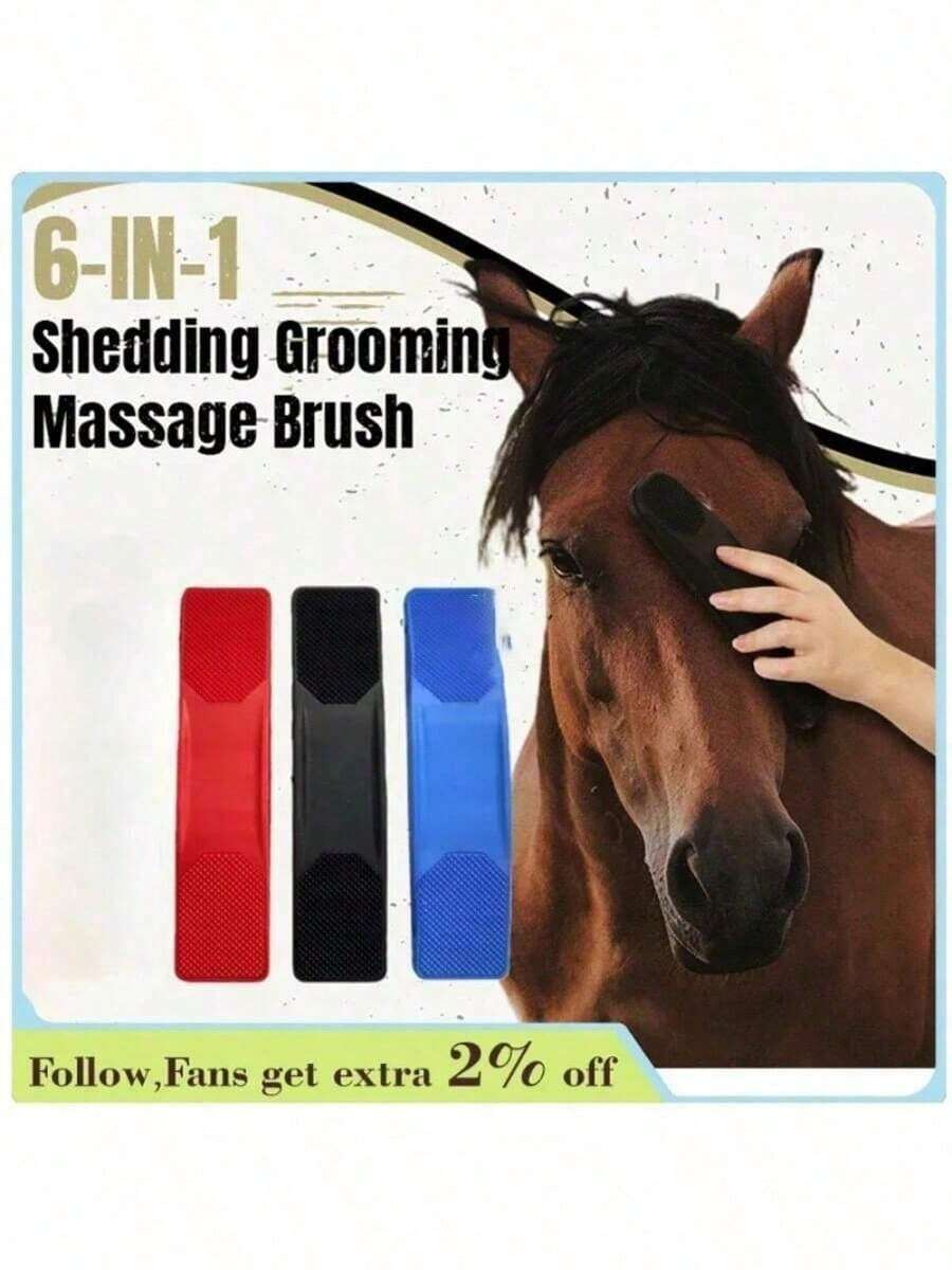 Cepillo profesional para el aseo de caballos, peine de limpieza profunda contra pulgas con cerdas de goma, promueve la circulación sanguínea, equipo ecuestre - Tipo A - Ver 1