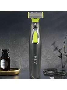 Afeitadora eléctrica unisex, recortadora corporal portátil, afeitadora USB con cuchillas en T para barba y axilas, resistente al agua - Amarillo - Ver 4