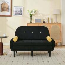 Sofas & Couches - Black + Corduroy + Foam + Iron + Plastic + 2 Seat + Foam-1 - View 11