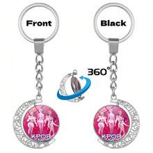 K-POP  Stainless Steel Keychain - Cute Cartoon Moon Design, Durable Iron Alloy Material, Suitable For Holidays And Reward Gifts - Multicolor - View 6