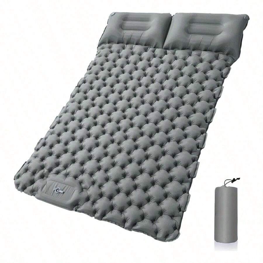 Colchoneta Inflable Doble Acampar Ultraligera Portáti Color Celeste - Gris - Ver 1