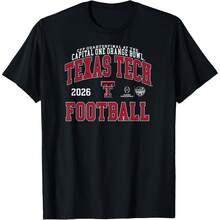 Texas Tech Red  Orange Bowl 2025-26 CFP Quarterfinal T-Shirt All Seasons,220g Pure Cotton Single-Sided Printed Crew Neck Short-Sleeved T-Shirt,Unisex Top,Base Layer - Màu 6 - Xem 1