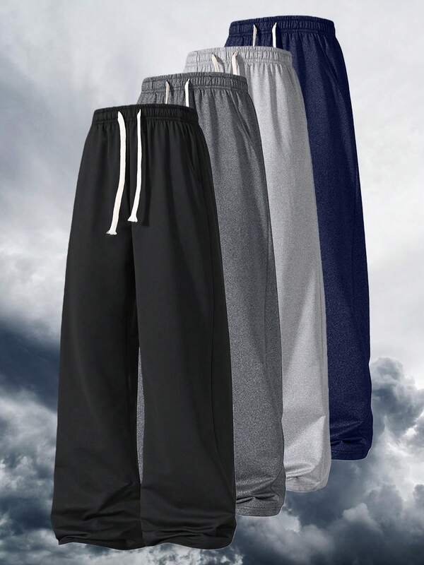 Quần dài ống đứng dáng rộng dành cho nam, kiểu dáng đa năng, phù hợp cho thể thao và trang phục thường ngày, quần ống rộng màu trơn.
