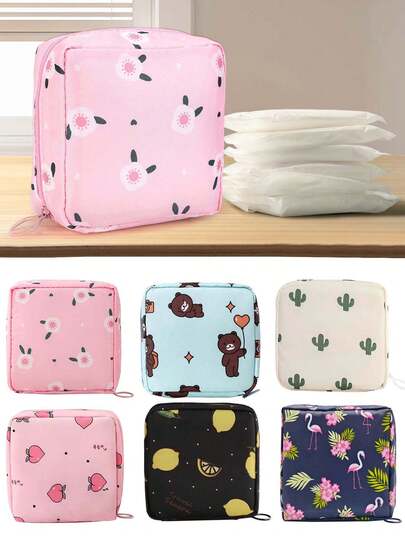 Women's Tampon Storage Bag, Portable Tampon Bag, Embroidered Letter Stickers A-Z, Portable Cosmetic Lipstick Bag, Small And Cute Sanitary Napkin Bag, Women's Cosmetic Bag, Girl's Tampon Storage Bag, Multi-Functional Travel Storage Bag, Wallet-Style Portable Makeup Brush Storage Bag, With Zipper, PU Waterproof Material, Suitable For Storing Women's Personal Care Products