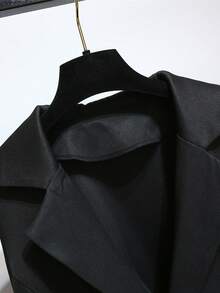 PARARAL Plus Size Women's Summer Fashion Business Casual Reversible Collar Pleated Dress, Suitable For Office, Dating, Wedding Guest, Elegant, Party, Black - Black - View 8