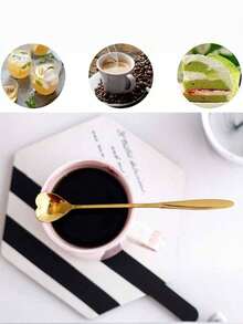 Colher de chá em formato de flor, em aço inoxidável, ideal para sorvete, café e chá. Perfeita para refeições, sobremesas, chá da tarde, sorvetes, café, doces, frutas, iogurte, geleia, temperos, saladas, para uso doméstico, na cozinha e em jantares. Ótima opção para presentes de Dia dos Namorados e decoração de mesas em datas comemorativas. - Prata - Ver 6