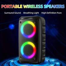 Portable Bluetooth Karaoke Player With 1 Wired Microphone, Supporting TWS/TF/USB/AUX, Large Party PA System With Disco Lights, Suitable For Home, Camping, And Travel Stereo Speakers,USB Charging - Black - View 7