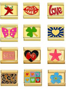 1 chiếc phụ kiện trang sức tự làm bằng thép không gỉ mạ vàng sang trọng, kết hợp với đế kim loại họa tiết nhiều màu sắc, trang trí bằng hình trái tim, cỏ ba lá và hoa hồng, đa dụng, là lựa chọn quà tặng tuyệt vời, phụ kiện thời trang, được chế tác thủ công tỉ mỉ. - Nhiều màu - Xem 8