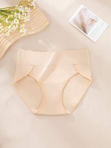 4条装高腰女士内裤，棉质柔软面料，黑/白/灰三色可选，女士三角裤，平角短裤，安全裤 - 彩色 - 查看 3