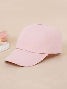 1pc Kids' Solid Color Casual Fashion High Ponytail Sun Protection Baseball Cap - Pink - View 5