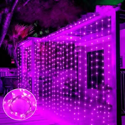 婚礼装饰、仙女灯串、墙面背景装饰、户外灯串、露营装饰灯、花园悬挂装饰灯、家居厨房装饰灯、派对装饰、8功能遥控USB供电LED窗帘灯（适用于客厅、卧室、厨房氛围营造）、DIY灯串、节日装饰灯、生日装饰灯、情人节装饰灯