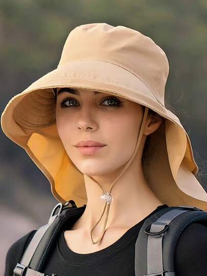 Women's Large Brim Bucket Hat, Summer Outdoor Sun Protection Hat For Hiking, Travel, UV Protection