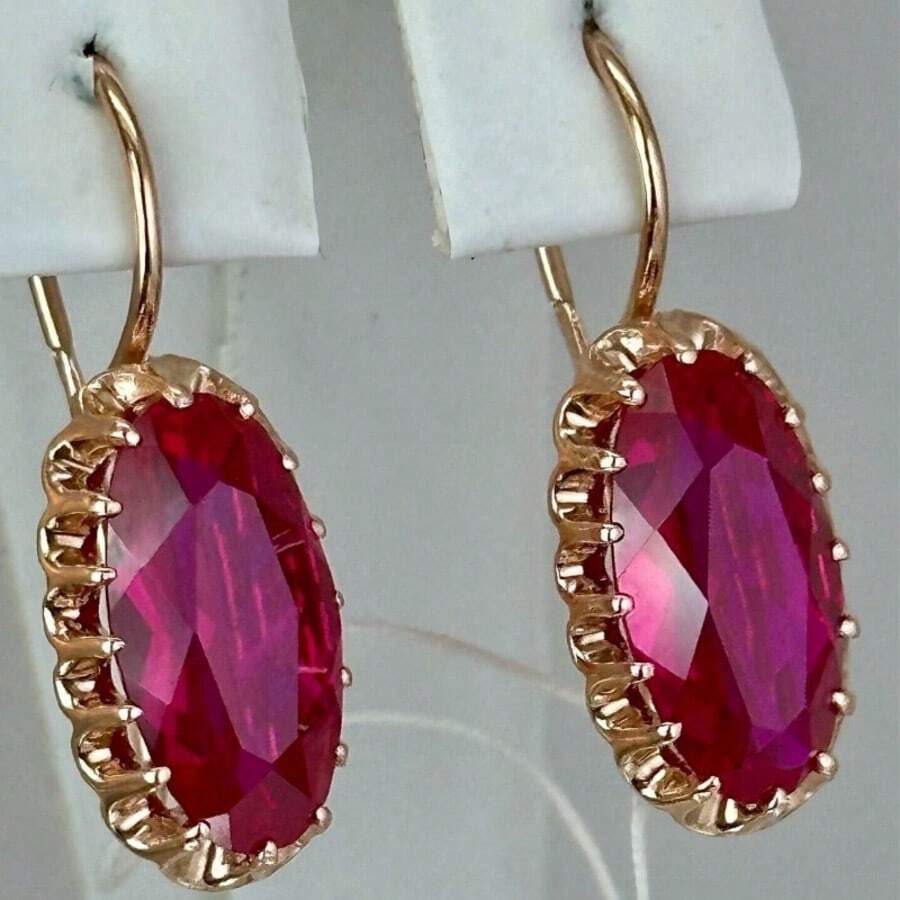 1 Pair Classic Minimalist Women's Earrings, Rose Red Oval Synthetic Cubic Zirconia Earrings, Elegant Earrings, Suitable For Wearing On Holidays And Weddings, Perfect Gift Choice - Rose Gold - View 1