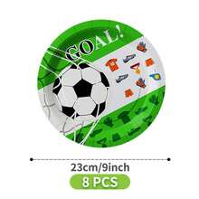 1 Set Of Green Soccer Themed Disposable Plates, Napkins And Cups, Serves 8 Guests, Suitable For Birthday, Wedding, Party, Family Picnic - Multicolor - View 9