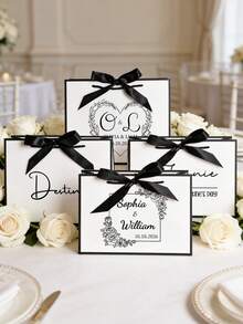 1pc Personalized Bridesmaid Gift Bags, Customize Text,Custom Wedding Gift Bags, Bachelorette Party Bag, Bridal Party Gift Bag, Ribbon Gift Bag,Elegant Gift Bag,Personalized Bridesmaid Gift Bag, Elegant Bridal Party - Multicolor - View 4