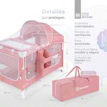 cunas para bebésESQUIMAL Cuna para Bebé 4 en 1 Colecho Moisés Cama de Viaje y Corral de Juegos Plegable y Portátil con Toldo Mosquitero y Cambiador. Ideal 0 a 3 Años Rosa - rosa - Ver 6
