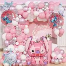 76个粉色史迪奇天使气球套装，室内装饰，生日派对，婚礼，节日，日常聚会，返校季，圣诞派对，毕业周年纪念装饰，拍照背景，送给亲朋好友的礼物，圣诞节 - 彩色 - 查看 7