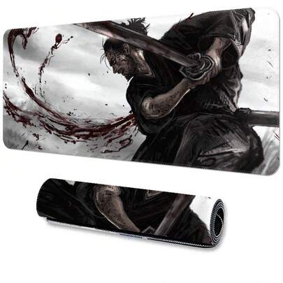 武士超大鼠标垫，游戏桌垫，大号键盘垫，可水洗，橡胶防滑底，缝边，礼品鼠标垫，桌面保护垫，学习垫，多种尺寸可选，电脑键盘垫，笔记本电脑垫