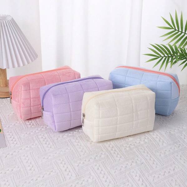 1pc White Pillow, Floral Quilted Pattern Cosmetic Bag, Fashion Casual Portable Makeup Bag, Multifunctional Large Capacity Storage Pouch For Wallet, Lipstick, Sanitary Napkin, Coins, Keys, Earbuds, Wired Headphones, Cables, Chargers, Headphones, Suitable For Women, Nurses, Students, Holiday Gift, Back To School Essential