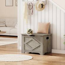 23.6 Storage Trunk With Lid, Large Toy Chest, Wooden Storage Bench With Safety Hinge, Lift-Top Seat With Hidden Storage, For Bedroom, Living Room, Entryway - Washed Ash - View 2