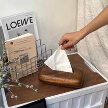 1pc Walnut Wood Tissue Box, Minimalist Nordic Style High-End Living Room Tea Table Decor, Magnetic Pull Tissue Holder, Creative Handkerchief Rack, Bathroom Handkerchief Storage Box, Home Decor, Napkin Dispenser Tray, Living Room, Bedroom, Washbasin, Household Items - Multicolor - View 5