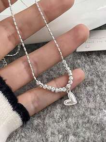 1 collar de lujo exquisito de amor para mujer, de plata esterlina, con cadena de suéter de plata rota, accesorios de collar de diseño de nicho de alta gama y de lujo ligero - collar de amor - Ver 12