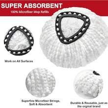 Mop Replacement Heads For O-Ceda Mop Replace Head EasyWrin Spin Mop Heads Replacements, Microfiber Spin Mop Refills, Easy Cleaning Mop Head Replacement (White-3 Mop Heads) - A - 查看 6