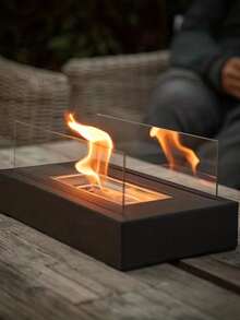 1件装矩形便携式不锈钢室内壁炉 - 带矩形玻璃面板的取暖壁炉，照明营造温暖舒适的氛围 - 小巧节能，适合家庭或办公室使用，也可作为冬季花园装饰 - 彩色 - 查看 12