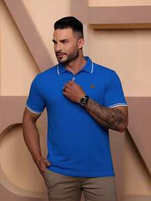Men's Polo Shirt With Cuffs, Men's Cotton T-Shirt - Bút xanh - Xem 5