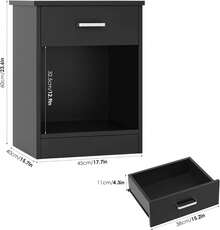 Nightstand, Set Of 2, 2-Tier Side Table With Drawer And Storage Shelf, Bedside Table End Table, Modern Night Stand For Bedroom, Home Office,Black - Black - View 3