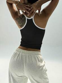 无缝针织运动文胸，带吊带设计 - 黑色 - 查看 6